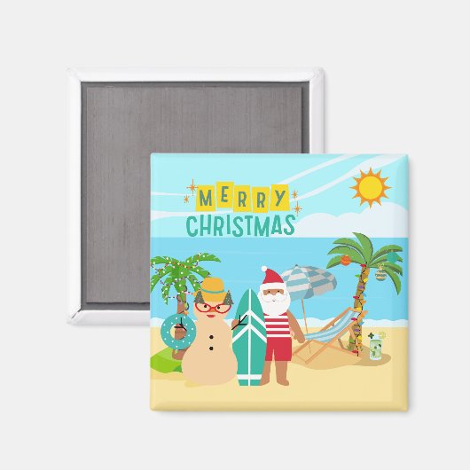 Aimant Noël à père Noël Beach (Recto/Verso)