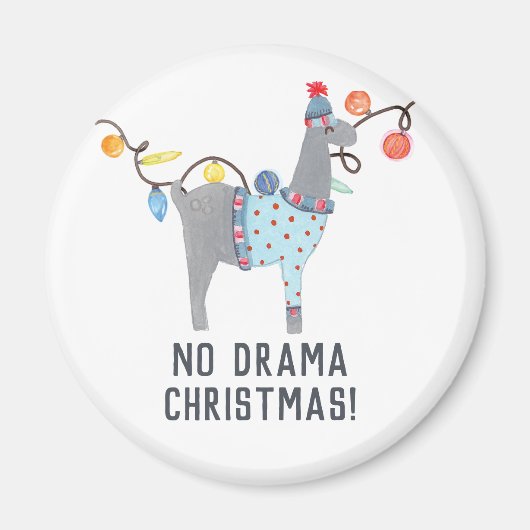 Aimant Noël à thème Llama (Devant)