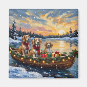 Aimant Noël Afghan Hound Bateau Vacances (Devant)
