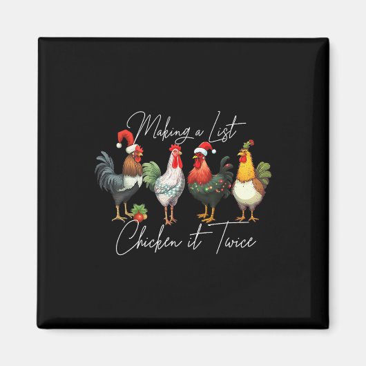Aimant Noël Amant de poulet Noël Noël Feu de chapeau de N (Devant)