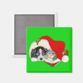 Aimant Noël avec chiot et chaton (Recto/Verso)