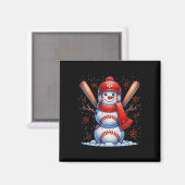 Aimant Noël Baseball Snowman Boys Baseball Noël (Recto/Verso)