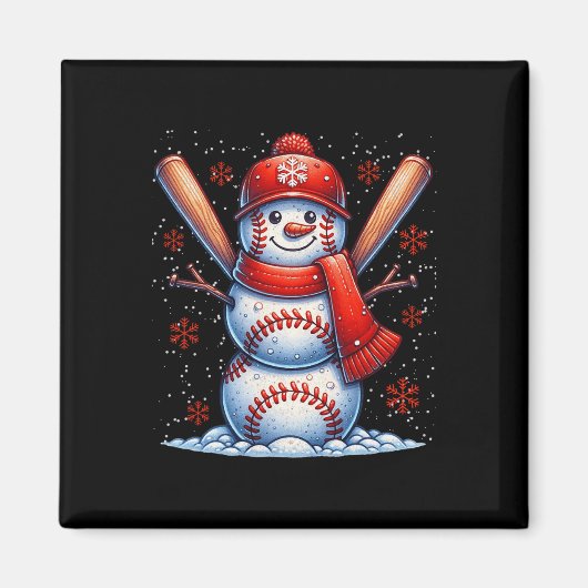 Aimant Noël Baseball Snowman Boys Baseball Noël (Devant)