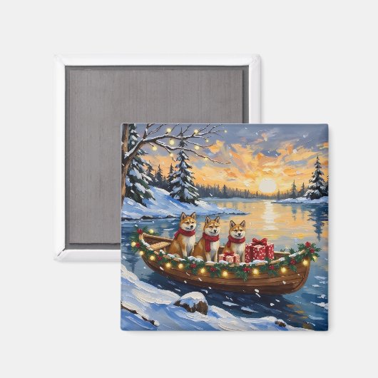Aimant Noël Bateau Akita Fêtes (Recto/Verso)