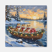 Aimant Noël Bateau Akita Fêtes (Devant)