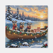 Aimant Noël Bateau Schnauzer Fêtes (Devant)
