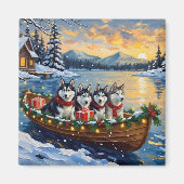 Aimant Noël Bateau Vacances Malamute d'Alaska (Devant)