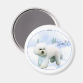 Aimant Noel Bichon Frise - Customisé (Recto/Verso)