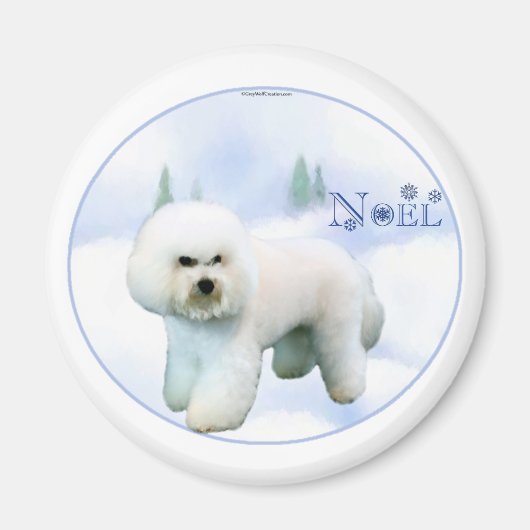 Aimant Noel Bichon Frise - Customisé (Devant)