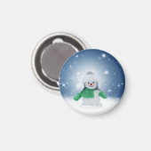 Aimant Noël bonhomme de neige SlipperyJoe foulard vert m (Recto/Verso)