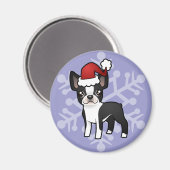 Aimant Noël Boston Terrier (Recto/Verso)