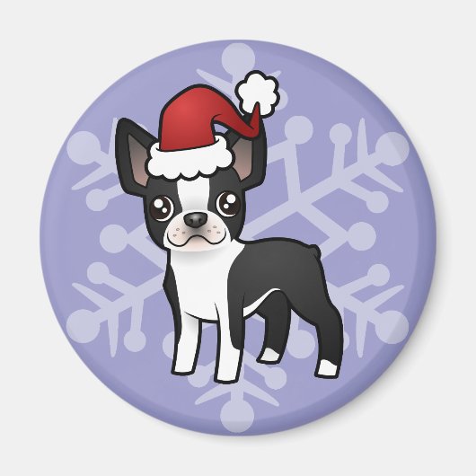 Aimant Noël Boston Terrier (Devant)