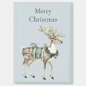 Aimant Noël Cerf Vert Bleu (Recto)