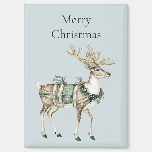 Aimant Noël Cerf Vert Bleu (Recto)