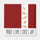 Aimant Noël Chat Amoureux Moderne Rouge Blanc Or (Devant)