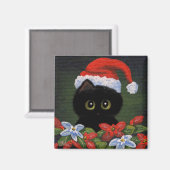 Aimant Noël Chat Noir Père Noël Créationarts amusants (Recto/Verso)