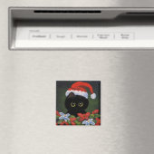 Aimant Noël Chat Noir Père Noël Créationarts amusants (In Situ (Lave-vaisselle))