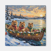 Aimant Noël Chow Chow Bateau Fêtes (Devant)