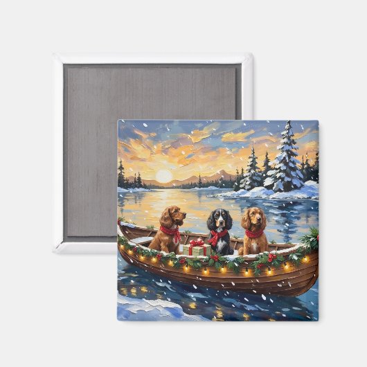 Aimant Noël Cocker Spaniel Bateau Fêtes (Recto/Verso)