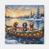 Aimant Noël Cocker Spaniel Bateau Fêtes (Devant)