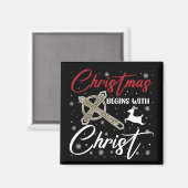 Aimant Noël commence avec le Christ Noël chrétien (Recto/Verso)