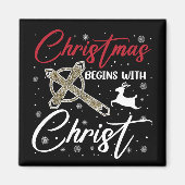 Aimant Noël commence avec le Christ Noël chrétien (Devant)