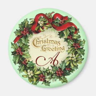 AIMANT NOËL COURONNE AVEC MISTLETOES ET BERRIES SAINES