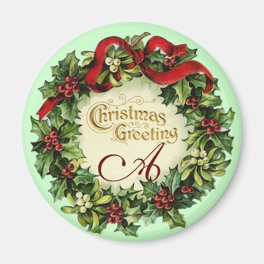 AIMANT NOËL COURONNE AVEC MISTLETOES ET BERRIES SAINES (Devant)