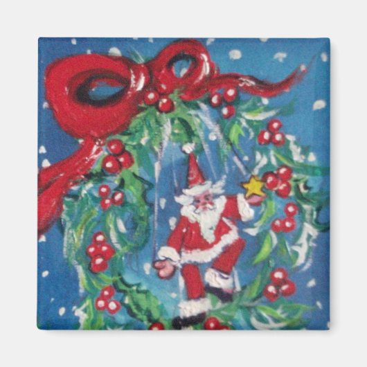 AIMANT NOËL COURONNE DE NUIT AVEC RIBBON ROUGE (Devant)