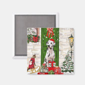 Aimant Noël de chien dalmate (Recto/Verso)