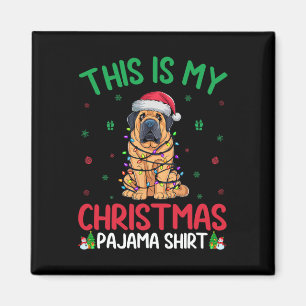 Aimant Noël de Chien Mastiff Tibétain Père Noël