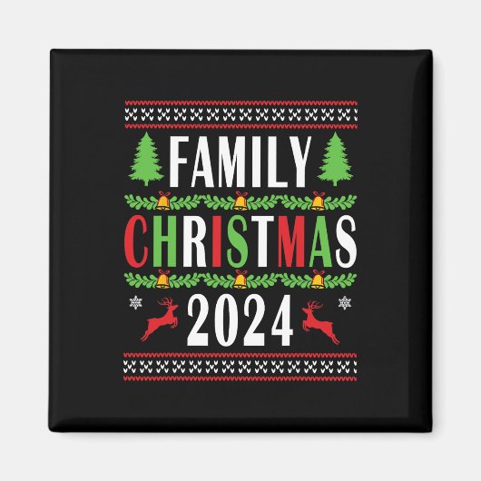 Aimant Noël de famille 2024 Funny Matching Xmas Tree (Devant)