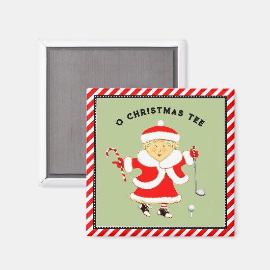Aimant Noël de golf féminin (Recto/Verso)