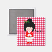 Aimant Noël de la fille Kokeshi (Recto/Verso)