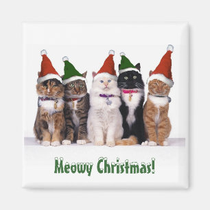 Aimant "Noël de Meowy !" Chats dans des casquettes