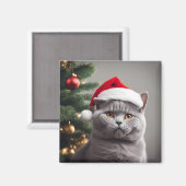 Aimant Noël de Shorthair britannique (Recto/Verso)