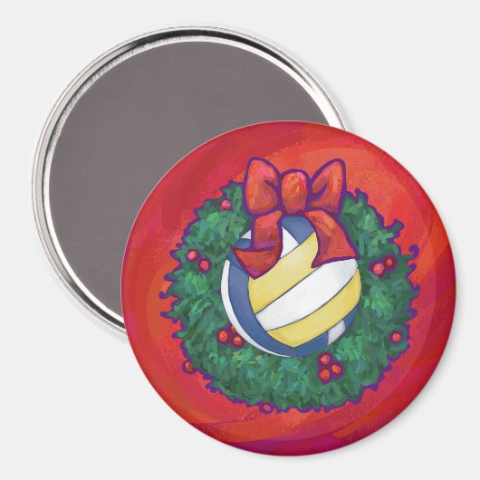Aimant Noël de volley-ball (Recto/Verso)