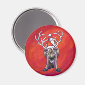 Aimant Noël des gentils rennes en rouge (Recto/Verso)