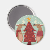 Aimant Noël des rennes vintages (Recto/Verso)