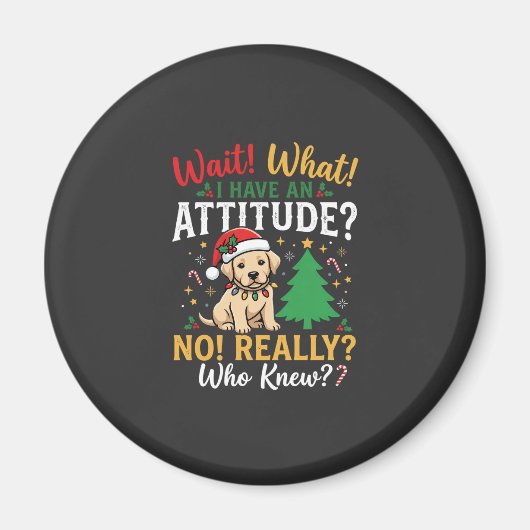 Aimant Noël drôle attitude chien vacances (Devant)
