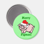 Aimant Noël drôle de porc (Recto/Verso)
