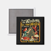 Aimant Noël drôle rétro de vacances de Windows à  (Recto/Verso)