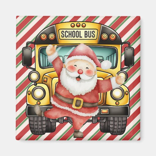 Aimant Noël du bus scolaire pour chauffeur (Devant)