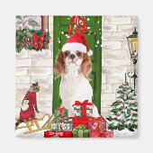 Aimant Noël du chien Cavalier King (Devant)