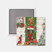 Aimant Noël du chien Dachshund (Recto/Verso)