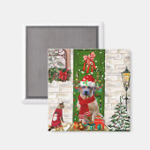 Aimant Noël du chien de Rhodesian Ridgeback (Recto/Verso)