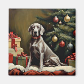 Aimant Noël du chien Weimaraner (Devant)