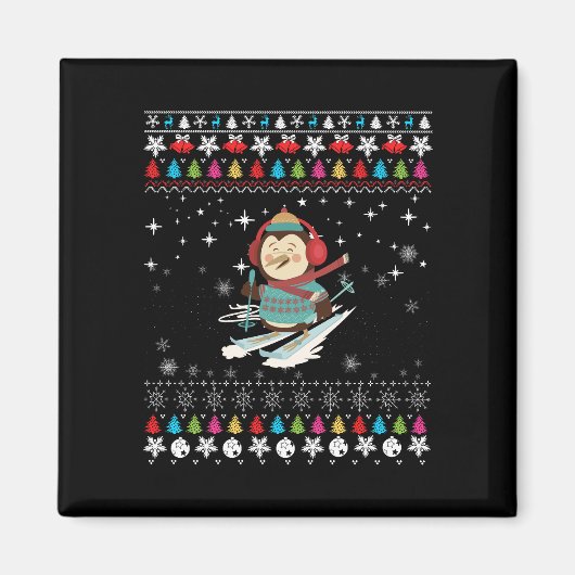Aimant Noël du pingouin à ski (Devant)