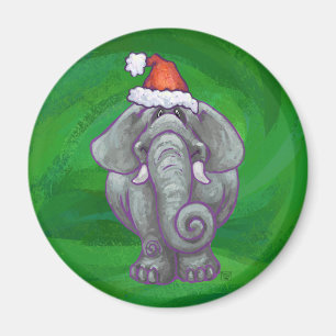 Aimant Noël Eléphant Sur Vert