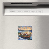 Aimant Noël en bateau avec Beagle (In Situ (Lave-vaisselle))